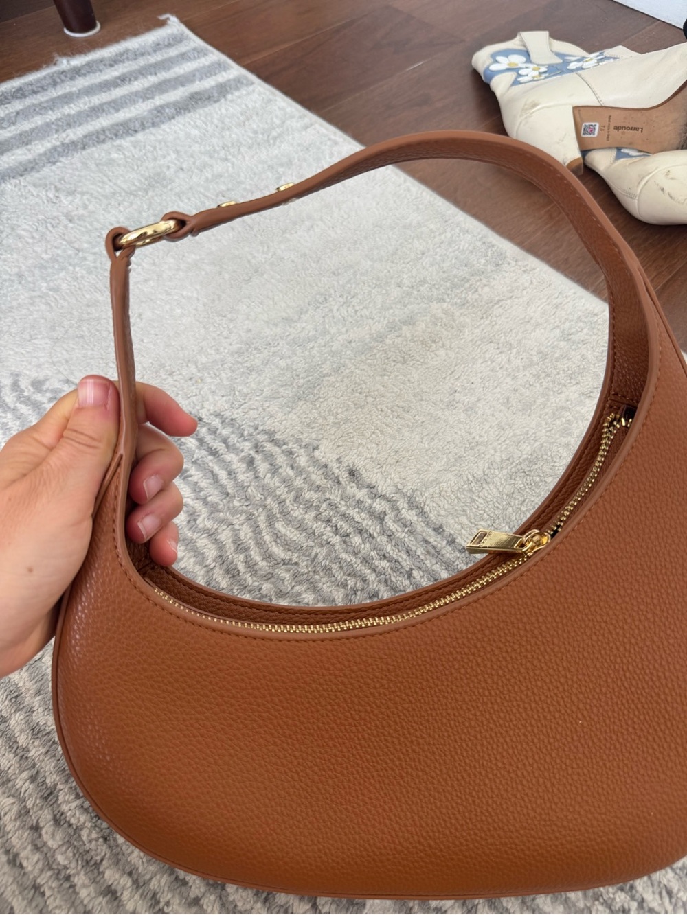 JW PEI Cognac Crescent Shoulder Bag with Gold Hardware - Picture 3 of 6
